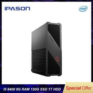 IPASON Gaming Mini PC 8th Gen Intel 6-Core i5 8400 8GB DDR4 1T 120G SSD Desktop PC For Windows10 bare bone computer HDMI/USB*4