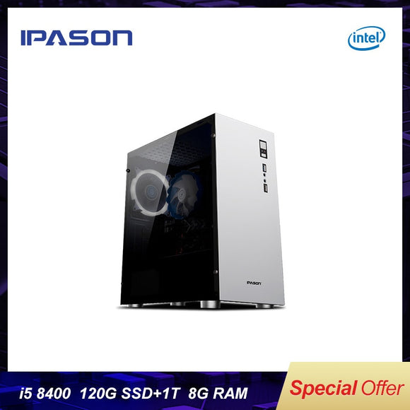 8th Gen Intel IPASON M5 Office Desktop computer/Gaming PC i5 8400 Hexa-Core DDR4 8G RAM 1THDD+120G SSD Mini-gaming PC